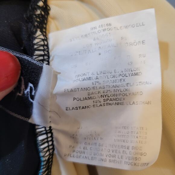 Miraclesuit Floral Paisley Tankini Top Tummy Control Size 8 Black Blue Metallic - Picture 6 of 8